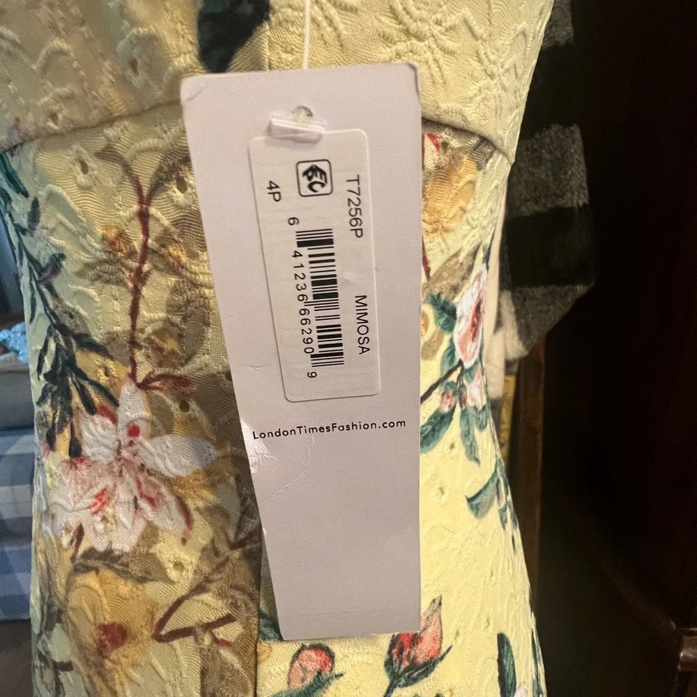London Times Women's Sleeveless Midi Dress - 4P (Lt. Yellow/Mimosa) - Picture 4 of 6